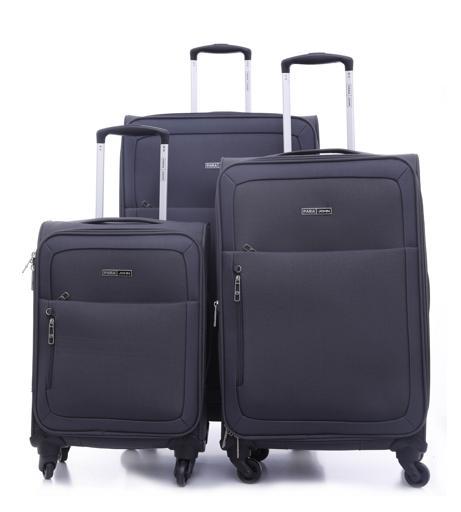 طقم حقائب سفر 3 حقائب مادة النايلون بعجلات دوارة (20 ، 24 ، 28) بوصة رمادي PARA JOHN - Polyester Soft Trolley Luggage Set, Grey - SW1hZ2U6NDM2OTcz