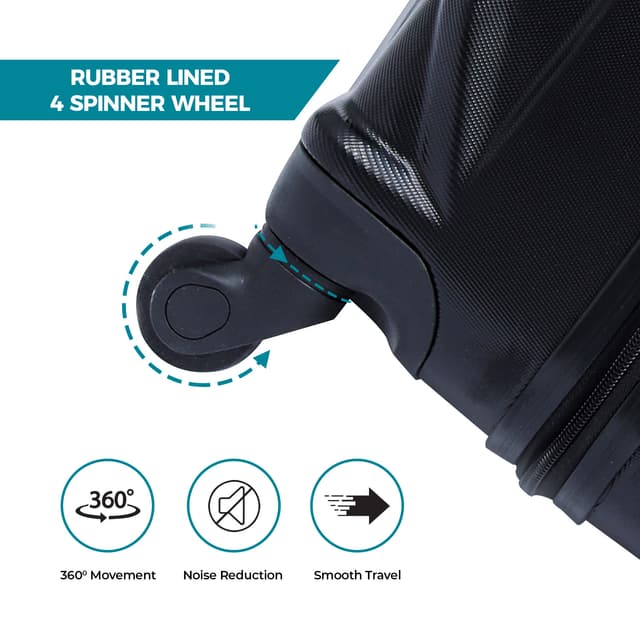 PARA JOHN Matrix 3 Pcs Trolley Luggage Set, Black