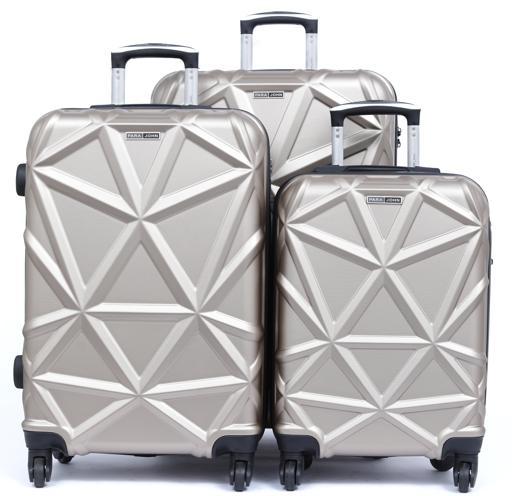 طقم حقائب سفر 3 حقائب مادة ABS بعجلات دوارة (20 ، 24 ، 28) بوصة بيج فاتح PARA JOHN - Matrix 3 Pcs Trolley Luggage Set, Champagne - SW1hZ2U6NDM4MTA5