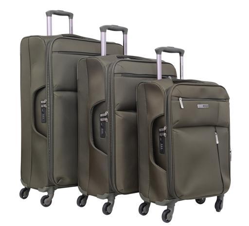 طقم حقائب سفر 3 حقائب مادة البوليستر عجلات دوارة (20 ، 24 ، 28) بوصة أخضر داكن PARA JOHN - Soft Case 3 Pcs Luggage Set, Army Green - SW1hZ2U6NDM3MDQ2