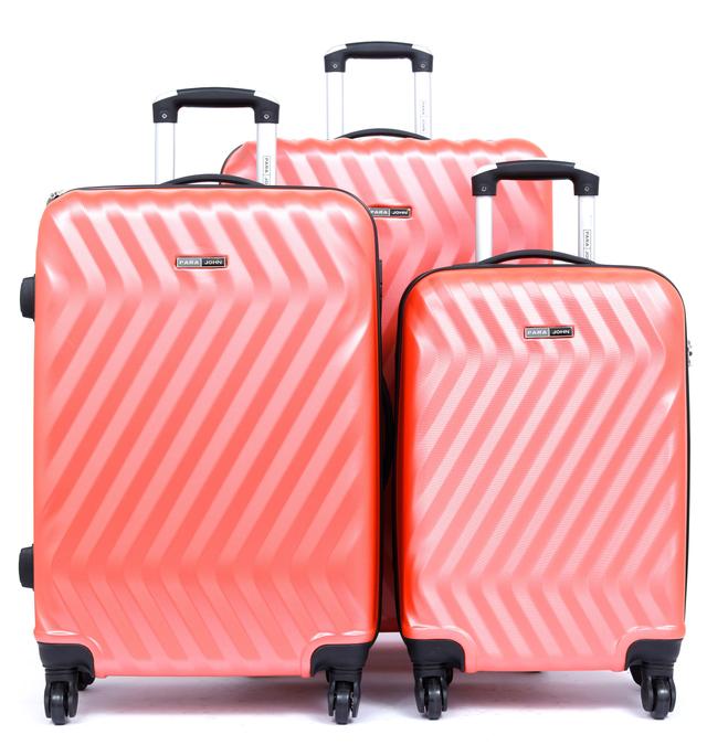 طقم حقائب سفر 3 حقائب مادة ABS بعجلات دوارة (20 ، 24 ، 28) بوصة برتقالي PARA JOHN - Travel Luggage Suitcase Set of 3 - Trolley Bag, Carry On Hand Cabin Luggage Bag - SW1hZ2U6NDM3OTUw