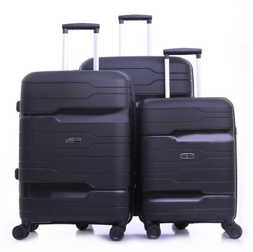 PARA JOHN Novo 3 Pcs Trolley Luggage Set, Black - SW1hZ2U6NDM2ODE4