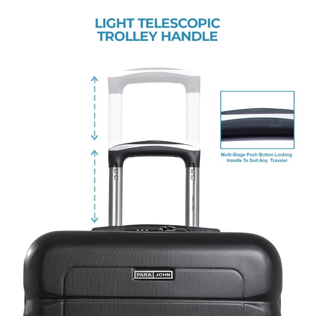 طقم شنط سفر بعجلات دوارة 3 شنط 20/24/28 بوصة أسود باراجون Para John Black 20/24/28 Inch 3 Bags Travel Luggage Suitcase