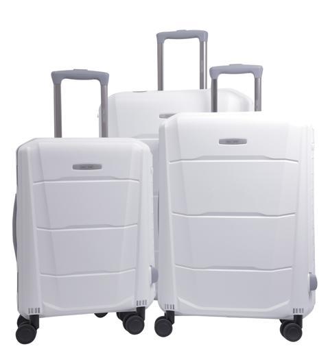طقم حقائب سفر 3 حقائب مادة البولي كربونات بعجلات دوارة (20 ، 24 ، 28) بوصة أبيض PARA JOHN - Campio 3 Pcs Trolley Luggage Set, White - SW1hZ2U6NDM2ODk2