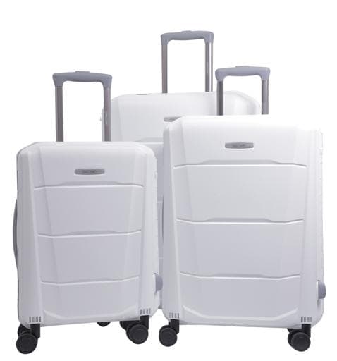 طقم حقائب سفر 3 حقائب مادة البولي كربونات بعجلات دوارة (20 ، 24 ، 28) بوصة أبيض PARA JOHN - Campio 3 Pcs Trolley Luggage Set, White