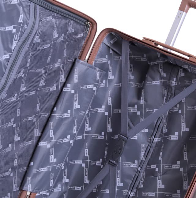 طقم حقائب سفر 3 حقائب بعجلات دوارة (20 ، 24 ، 28) بوصة مادة PP بني فاتح PARA JOHN - Travel Luggage Suitcase Set of 3 - Trolley Bag, Carry On Hand Cabin Luggage Bag - Lightweight (20 ، 24 ، 28) inch - 189479