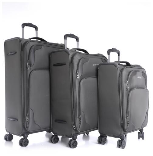 طقم حقائب سفر 3 حقائب مادة البوليستر بعجلات دوارة (20 ، 24 ، 28) بوصة رمادي PARA JOHN - Opal 3 Pcs Trolley Luggage Set, Grey - SW1hZ2U6NDM2OTE4