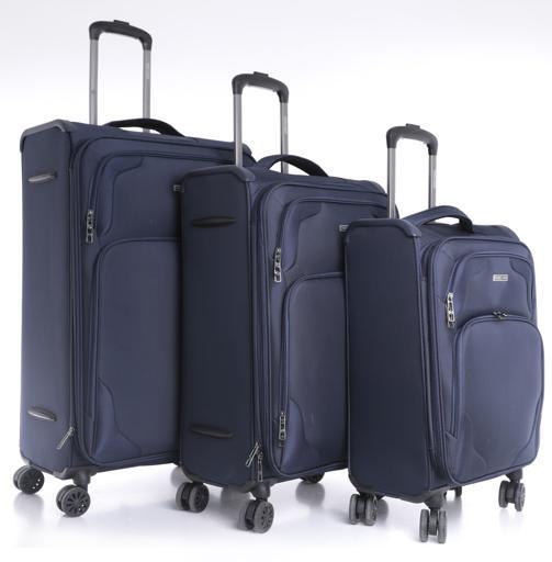 طقم حقائب سفر 3 حقائب مادة البوليستر بعجلات دوارة (20 ، 24 ، 28) بوصة كحلي PARA JOHN - Opal 3 Pcs Trolley Luggage Set, Navy - SW1hZ2U6NDM2OTMx