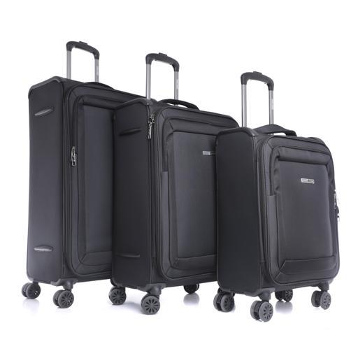 PARA JOHN Opal 3 Pcs Trolley Luggage Set, Black - SW1hZ2U6NDM2OTQw