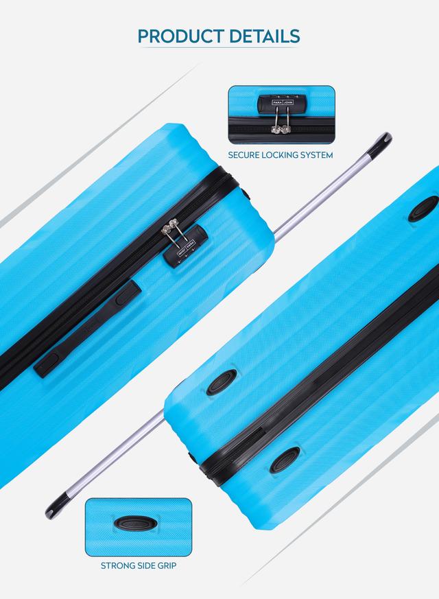 طقم حقائب سفر 3 حقائب مادة ABS بعجلات دوارة (20 ، 24 ، 28) بوصة أزرق سماوي PARA JOHN - PJTR3175  3 PCS ABS TROLLEY SET  SKY BLUE - SW1hZ2U6NDM3NjIz