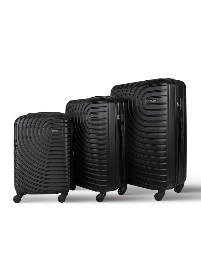 PARA JOHN 3-Piece Hard side ABS Luggage Trolley Set 20/24/28 Inch Black - 294672