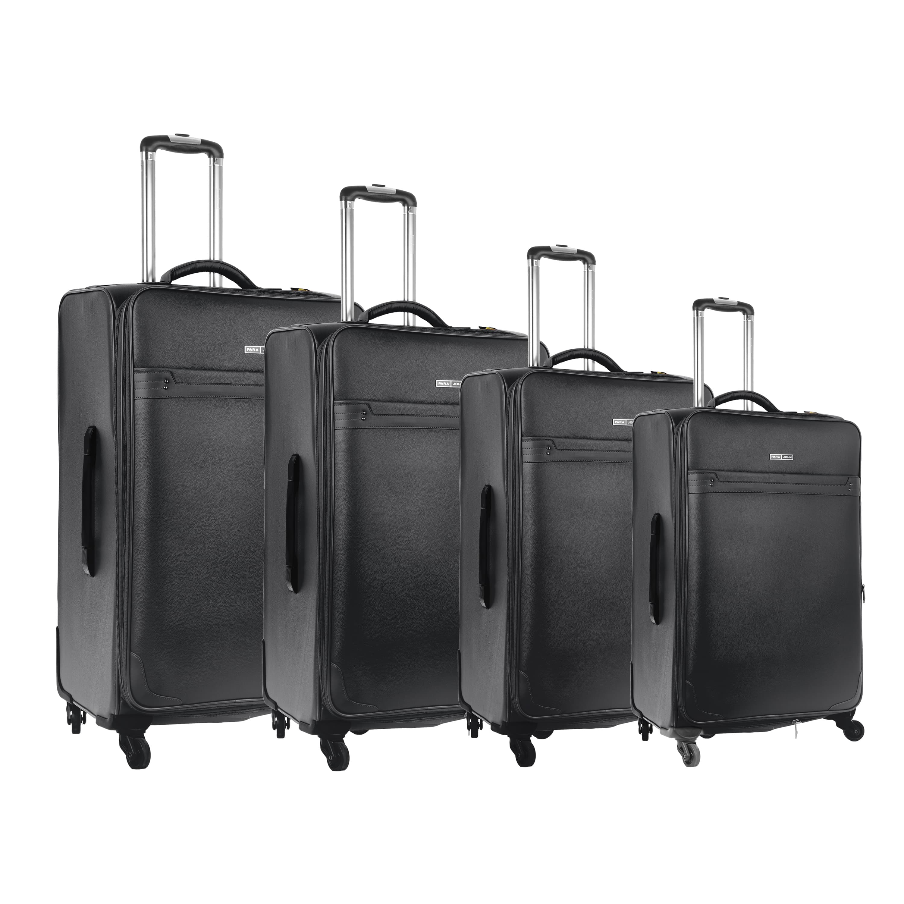 PARA JOHN 4 Pcs Travel Luggage Suitcase Trolley Set - Trolley Bag, Carry On Hand Cabin Luggage Bag – PVC Leather Cabin Trolley Bag – Cabin size suitcase for Business Travellers - (16’’ 20’’