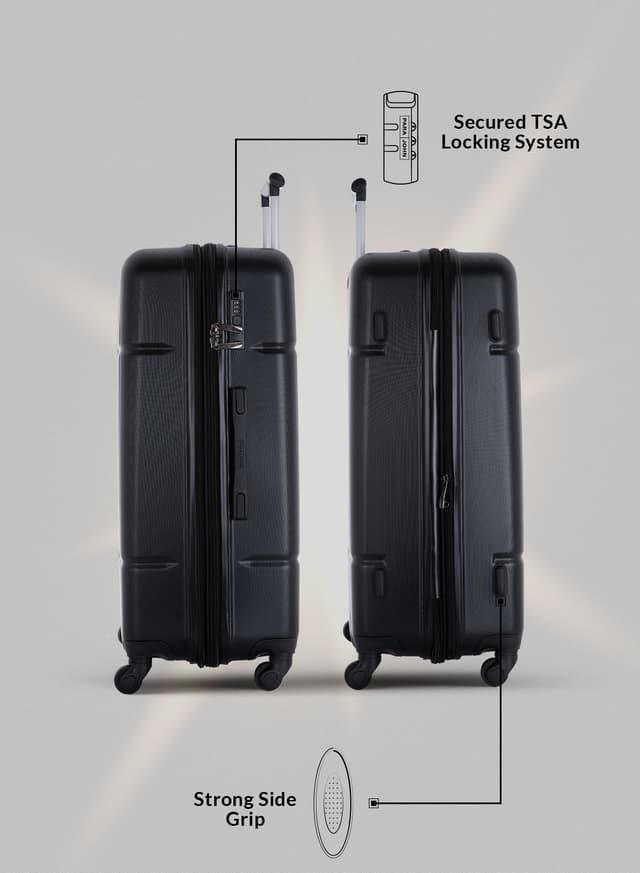 طقم حقائب سفر 4 حقائب (20 ، 24 ، 28 ، 32) بوصة مادة PVC أسود PARA JOHN - 4 Pcs Alle Trolley Luggage Set, Black