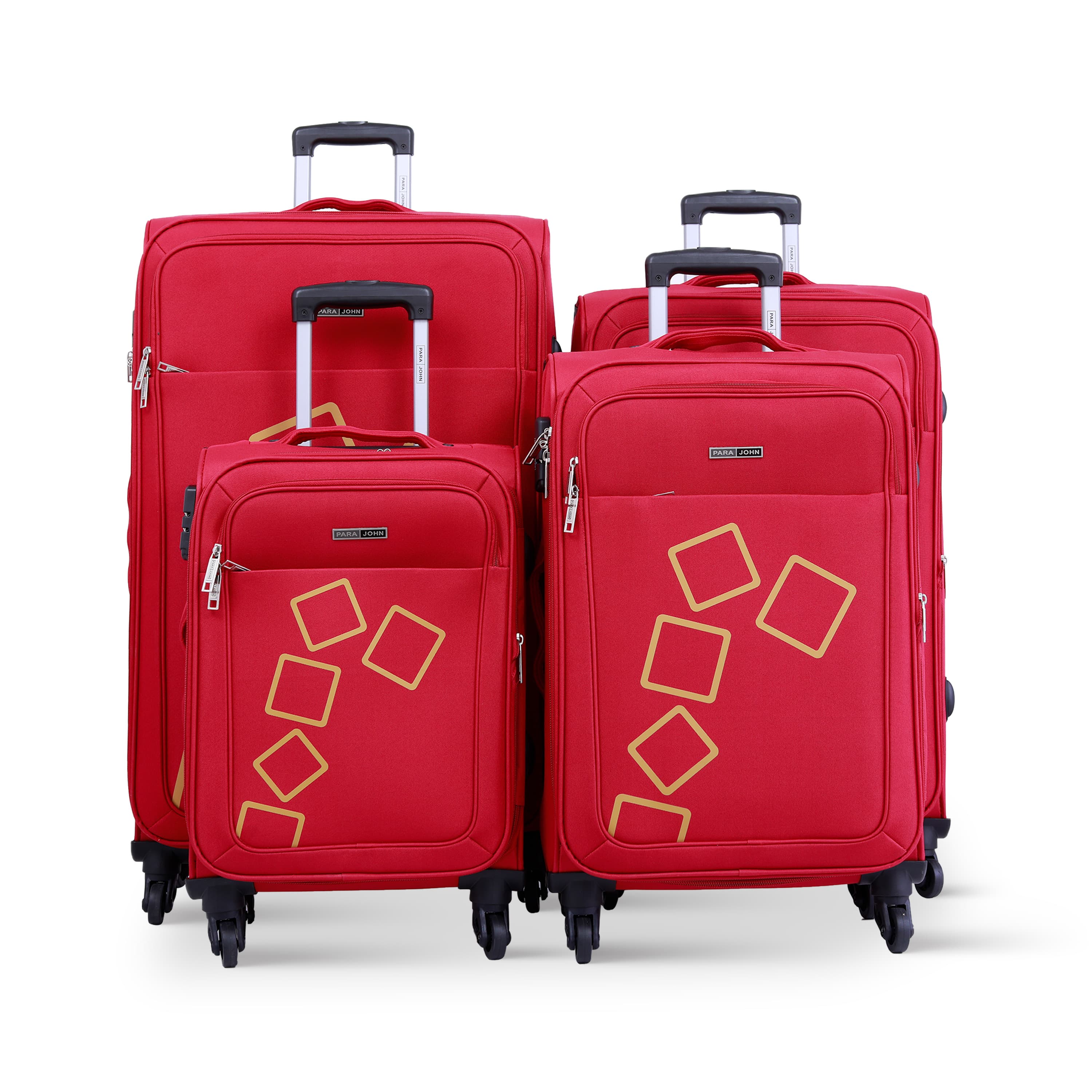 طقم حقائب سفر 4 حقائب نايلون بعجلات دوارة (20 ، 24 ، 28 ، 32) بوصة أحمر PARA JOHN - Travel Luggage Suitcase Set of 4 - (20 ، 24 ، 28 ، 32) inch