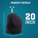 شنطة ظهر قياس 20 بوصة مع عجلات لون أسود Rolling Wheeled Backpack, 20’’ Business Travel Laptop Backpack - PARA JOHN - 196007