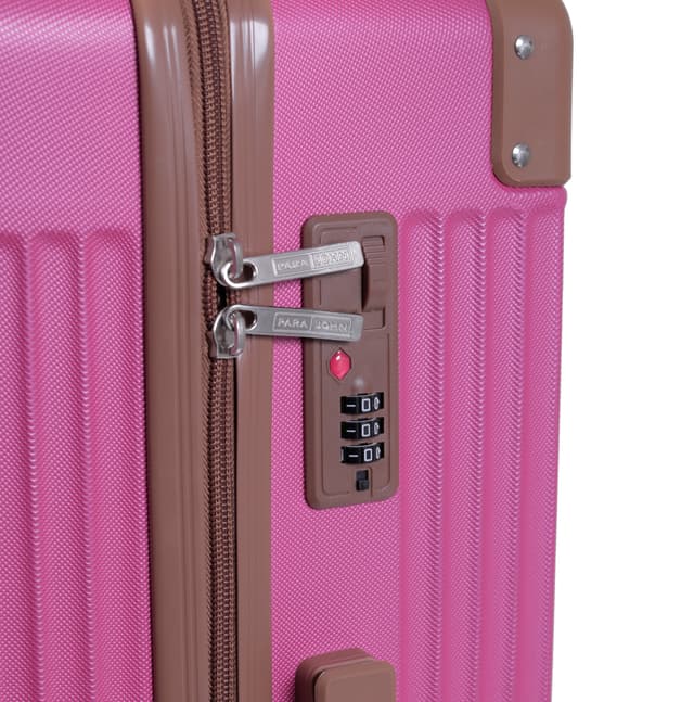 طقم حقائب سفر 3 حقائب مادة PP بعجلات دوارة (20 ، 24 ، 28) بوصة زهري غامق PARA JOHN - Travel Luggage Suitcase Set of 3 - Trolley Bag, Carry On Hand Cabin Luggage Bag - Lightweight (20 ، 24 ، 28) inch - 189540