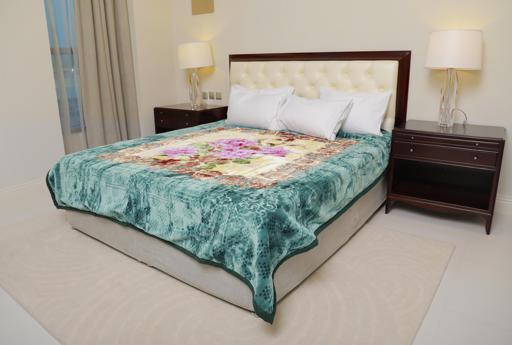 PARRY LIFE Emarati Floral Blue Double 2 Ply Embossed Blanket 200*240 Cm,Soft And Warm