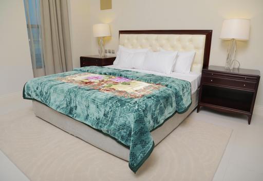 PARRY LIFE Emarati Floral Blue Double 2 Ply Embossed Blanket 200*240 Cm,Soft And Warm - SW1hZ2U6NDYyMTY1