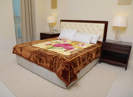 PARRY LIFE Emarati Floral Brown Double 2 Ply Embossed Blanket 200*240 Cm,Soft And Warm