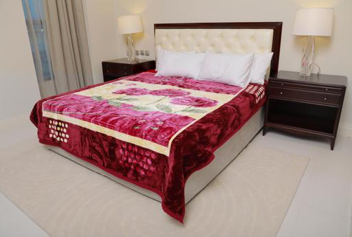 PARRY LIFE Emarati Floral Maroon Double 2 Ply Embossed Blanket 200*240 Cm,Soft And Warm