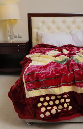 PARRY LIFE Emarati Floral Maroon Double 2 Ply Embossed Blanket 200*240 Cm,Soft And Warm - SW1hZ2U6NDYyMTk5