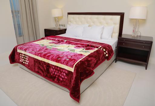 PARRY LIFE Emarati Floral Maroon Double 2 Ply Embossed Blanket 200*240 Cm,Soft And Warm - SW1hZ2U6NDYyMjAx