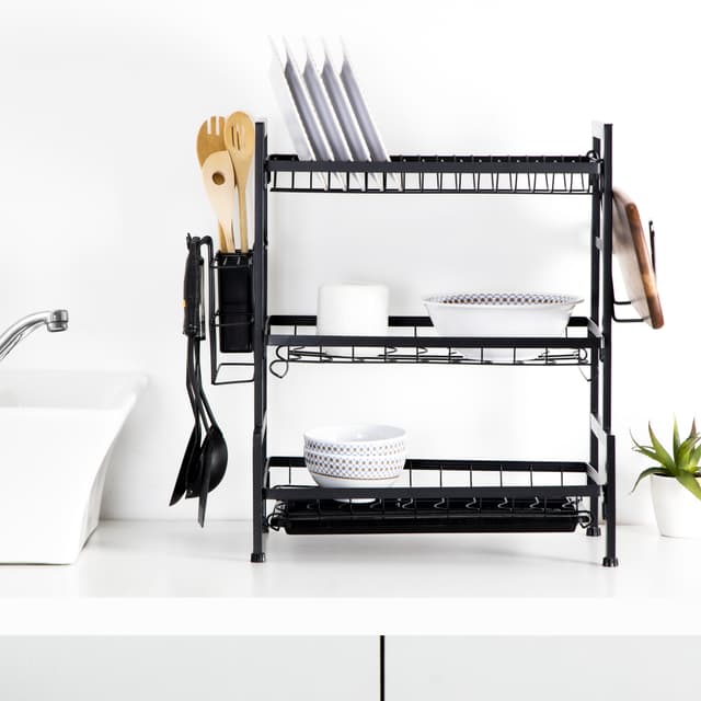 شكاكة صحون ( 3 رف ) - أسود Royalford -  Stainless Steel Dish Rack, Holds 17 Plates