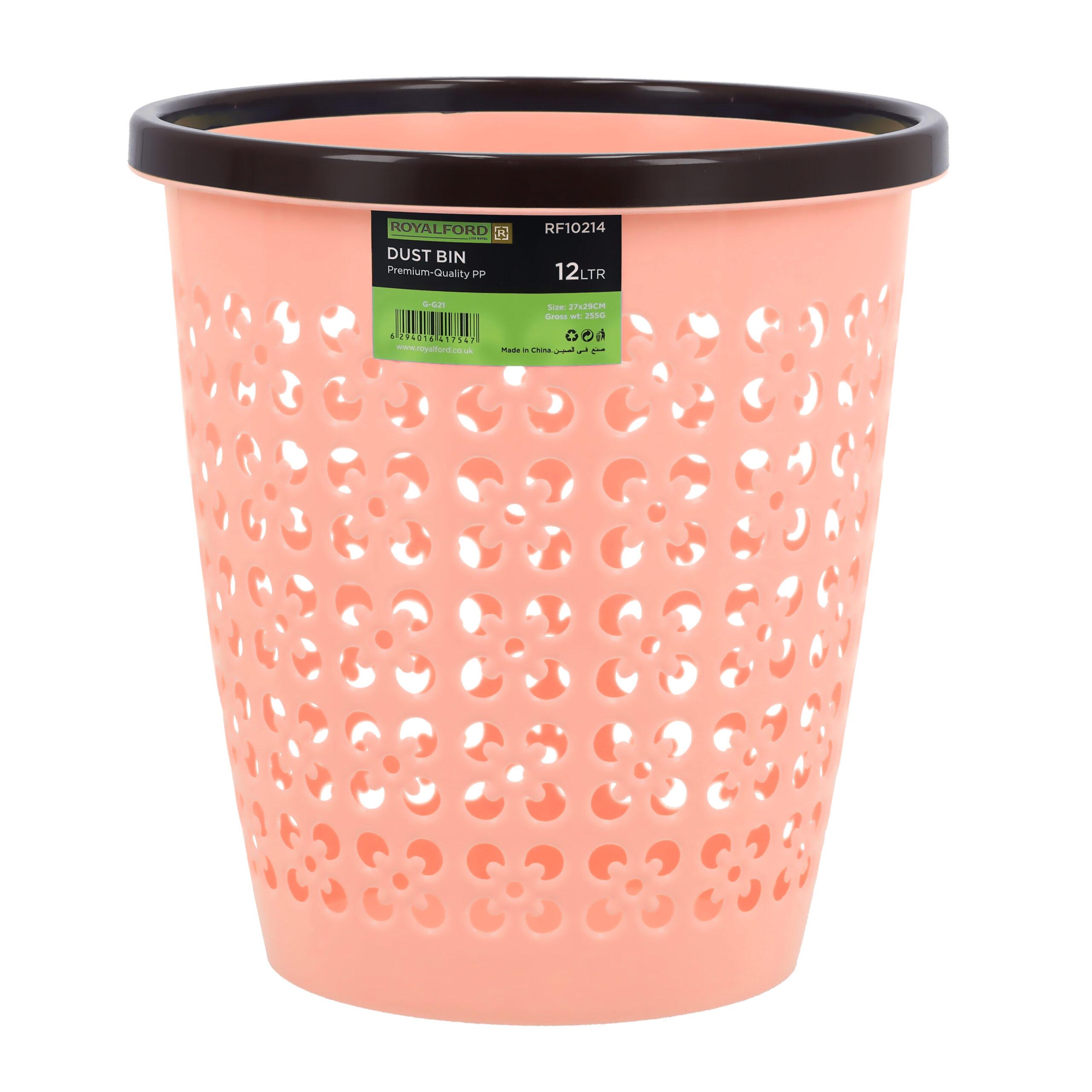 Royalford Dust Bin, Circular Wastebasket Trash Can, RF10214 | Portable Lightweight Waste Basket | Garbage Can Bin for Bathrooms, Kitchens, Home Offices, Dorm Rooms