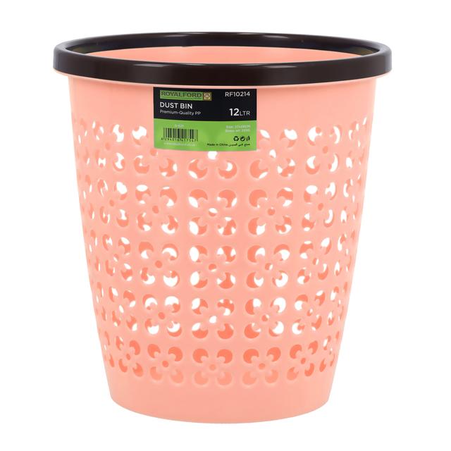 سلة مهملات بلاستيك وردي رويال فورد Royalford Dust Bin, Circular Wastebasket Trash Can, RF10214 - SW1hZ2U6NDQxMjI5