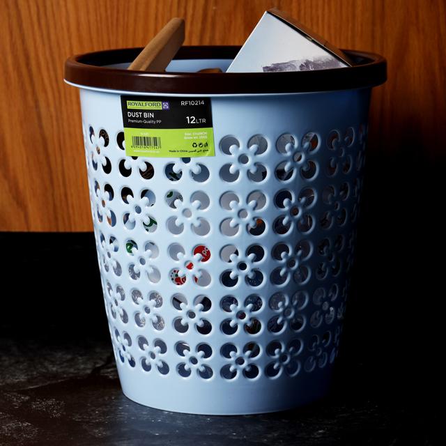 Royalford Dust Bin, Circular Wastebasket Trash Can, RF10214 | Portable Lightweight Waste Basket | Garbage Can Bin for Bathrooms, Kitchens, Home Offices, Dorm Rooms - SW1hZ2U6NDQxMjE2