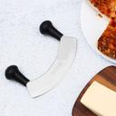 Royalford Cheese/Pizza Cutter, Stainless Steel Cutter, RF10228 | With PP Handle | Double Handled Stainless Steel Knife Fruit, Vegetable Chopper | Secure Grip, Perfect Slices - SW1hZ2U6NDQ5NjU2