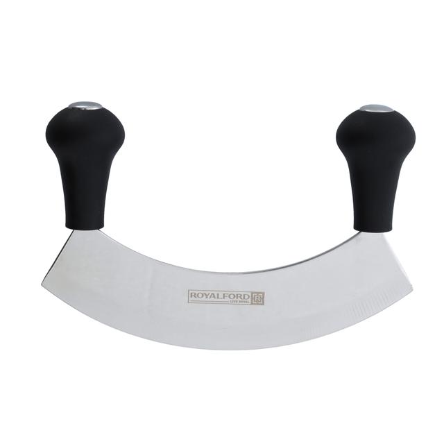 Royalford Cheese/Pizza Cutter, Stainless Steel Cutter, RF10228 | With PP Handle | Double Handled Stainless Steel Knife Fruit, Vegetable Chopper | Secure Grip, Perfect Slices - SW1hZ2U6NDQ5NjU0