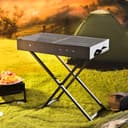 Royalford Barbeque Stand with Grill Durable Iron Construction, RF10367 - Foldable Barbecue Charcoal Grill, Folding Tabletop Kabab Smoker Grill for Outdoor Camping - 191986