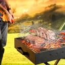 Royalford Barbeque Grill Chromium Plated Iron RF10376 - Wooden Handle, Folding Portable BBQ Grill Basket for Fish Vegetables Shrimp, Larger Grilling Area - SW1hZ2U6NDQwNzA3