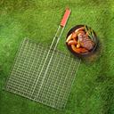 Royalford Barbeque Grill Chromium Plated Iron, RF10379 - Wooden Handle, Folding Portable BBQ Grill Basket for Fish Vegetables Shrimp, Larger Grilling Area - SW1hZ2U6NDQwNTkz