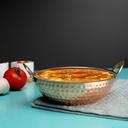 Royalford Cooper Steel Serving Kadai, RF10394 | Copper Stainless Steel Hammered Kadai | Indian Serving Bowl | Indian Dishes Serve ware for Vegetable and Curries - SW1hZ2U6NDQwOTkx