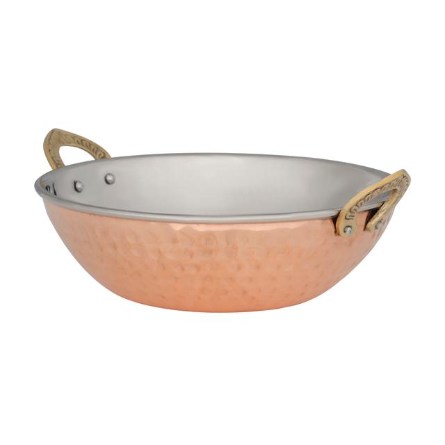 Royalford Cooper Steel Serving Kadai, RF10394 | Copper Stainless Steel Hammered Kadai | Indian Serving Bowl | Indian Dishes Serve ware for Vegetable and Curries - SW1hZ2U6NDQwOTg5