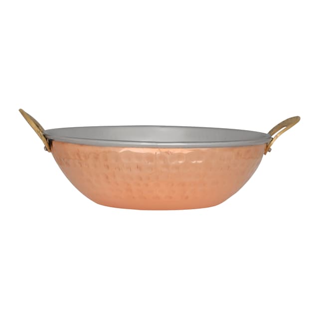 Royalford Cooper Steel Serving Kadai, RF10394 | Copper Stainless Steel Hammered Kadai | Indian Serving Bowl | Indian Dishes Serve ware for Vegetable and Curries - SW1hZ2U6NDQwOTk5