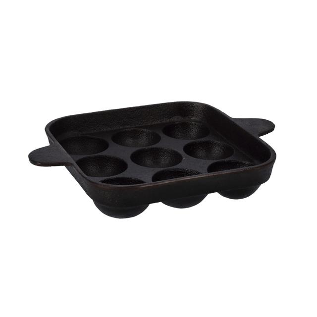 Royalford 9 Pits Cast Iron Paniyaram Pan, RF10402 | Aebleskiver Frying Pan / Poffertjes Maker Pan With 9 Holes | Paniyaram Pan, Appam Maker With Durable Handles - SW1hZ2U6NDQwMjQz