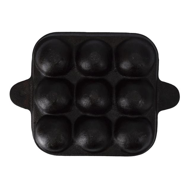 Royalford 9 Pits Cast Iron Paniyaram Pan, RF10402 | Aebleskiver Frying Pan / Poffertjes Maker Pan With 9 Holes | Paniyaram Pan, Appam Maker With Durable Handles - SW1hZ2U6NDQwMjQ5