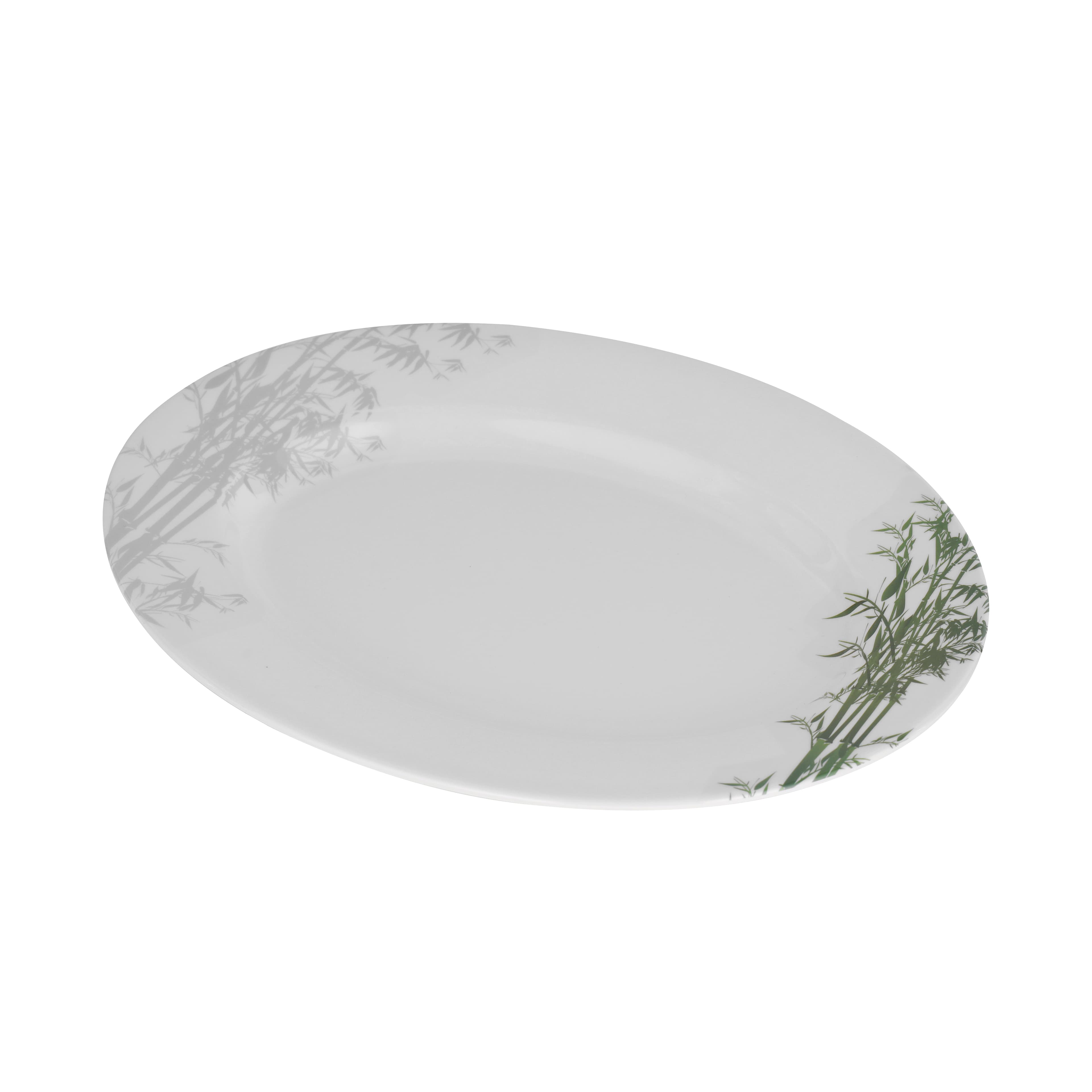 Royalford Melamine Ware Oval Trays, RF10414 | 12 inch Mini Oval Tray | Elegant Bamboo Design | Breakfast Cereal Dessert Serving Tray | Ideal For Home & Restaurant More