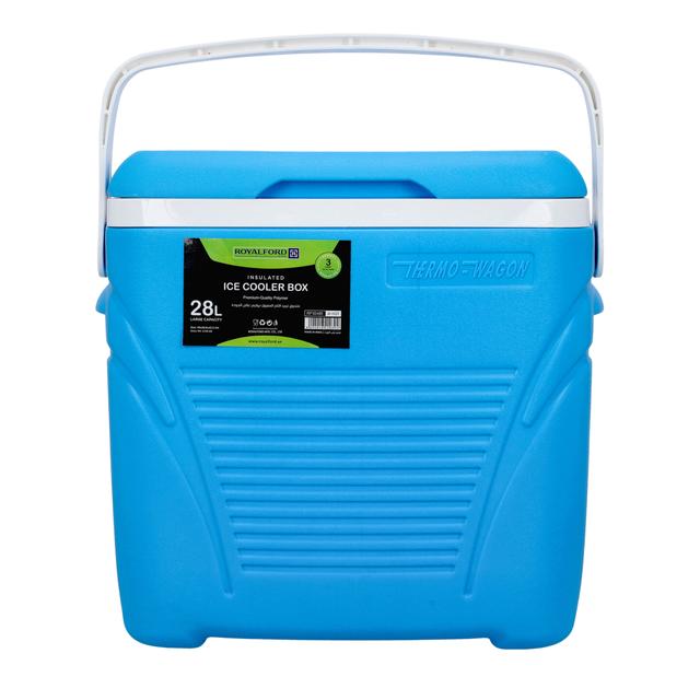 Royalford Insulated Ice Cooler Box, 28L, RF10481 | Portable Cooler Box | 3 Layer PP-PU-HDPE | Premium Quality Polymer | Thermal Insulation | Large High Performance Cooler Box - SW1hZ2U6NDQxNTE0