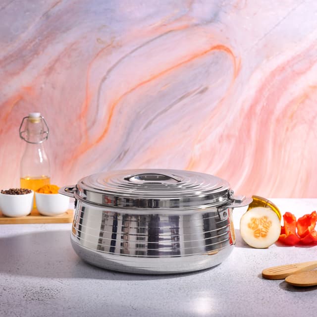 Royalford Hilux Double Wall Stainless Steel Hot Pot, RF10532 | Firm Twist Lock | Strong Handles With Heavy-Duty Rivets | Steel Serving Pot, Steel Chapati Storage Box, Roti Serving Pot, Chapati Dabba - 192956