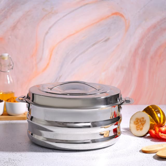 Royalford Galaxy Double Wall Stainless Steel Hot Pot, RF10540 | Firm Twist Lock | Strong Handles With Heavy-Duty Rivets | Steel Serving Pot, Steel Chapati Storage Box, Roti Serving Pot, Chapati Dabba - 192932