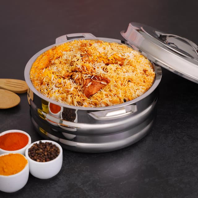 Royalford Galaxy Double Wall Stainless Steel Hot Pot, RF10540 | Firm Twist Lock | Strong Handles With Heavy-Duty Rivets | Steel Serving Pot, Steel Chapati Storage Box, Roti Serving Pot, Chapati Dabba - 192934