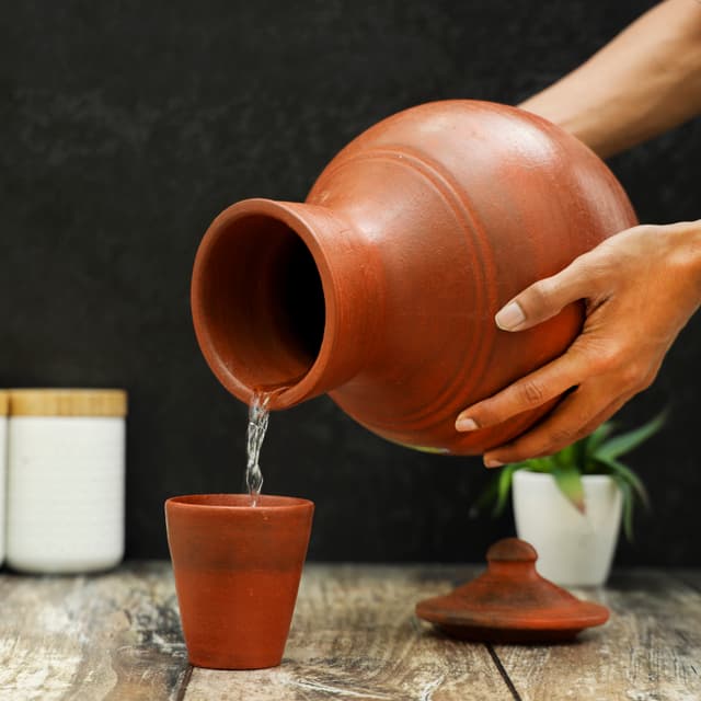 Royalford 2.0L Kuja, Handmade Clay Serveware, RF10592 | 100% Natural Clay | Non-Toxic, Eco-Friendly | Clay Jug For Water Or Drinks | Used For Serving Water