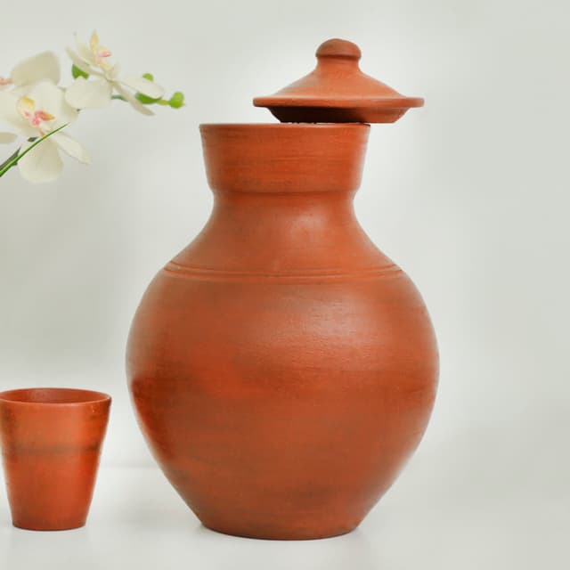 Royalford 2.0L Kuja, Handmade Clay Serveware, RF10592 | 100% Natural Clay | Non-Toxic, Eco-Friendly | Clay Jug For Water Or Drinks | Used For Serving Water - SW1hZ2U6NDM5OTk3