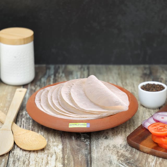 صحن فخار من الطين الطبيعي بلون بني من رويال فورد Royalford Pathiri Tawa, Handmade Clay Cookware, RF10598 | 100% Natural Clay | Non-toxic, Eco-Friendly | Earthen/Clay Pottery Roti Tawa/Frying Pan/Appa Chatty Cooking and Serving