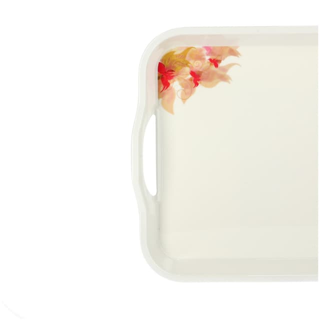 Royalford Melamine Flower Carnival Handle Tray, 17.5 Inch