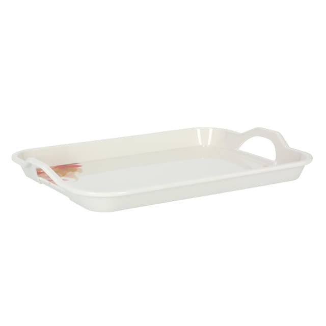 Royalford Melamine Flower Carnival Handle Tray, 17.5 Inch